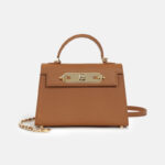 Mini-sac à main en cuir de grain supérieur avec chaîne en or pour femmes
