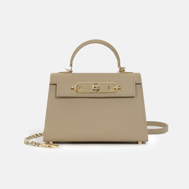 Mini-sac à main en cuir de grain supérieur avec chaîne en or pour femmes