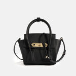 Women's Minimalist Genuine Leather Wing-Shaped Crossbody Handbag In Gold Hardware