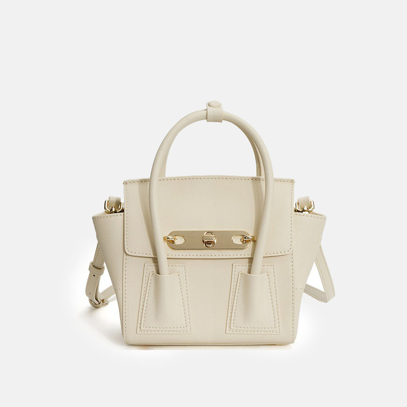 Women's Minimalist Genuine Leather Wing-Shaped Crossbody Handbag In Gold Hardware