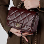 Women's Minimalist Quilted Genuine Leather Crossbody Chain Top Handle Bag In Gold Hardware