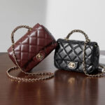 Women's Minimalist Quilted Genuine Leather Crossbody Chain Top Handle Bag In Gold Hardware