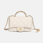 Women's Minimalist Quilted Genuine Leather Crossbody Chain Top Handle Bag In Gold Hardware