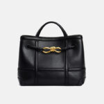 Minimalistische Damen Crossbody Umhängetasche aus geteiltem Leder mit goldener Bow-Knot Hardware