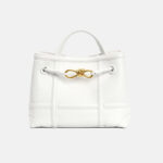 Minimalistische Damen Crossbody Umhängetasche aus geteiltem Leder mit goldener Bow-Knot Hardware