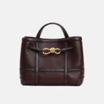 Minimalistische Damen Crossbody Umhängetasche aus geteiltem Leder mit goldener Bow-Knot Hardware