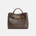 Minimalistische Damen Crossbody Umhängetasche aus geteiltem Leder mit goldener Bow-Knot Hardware