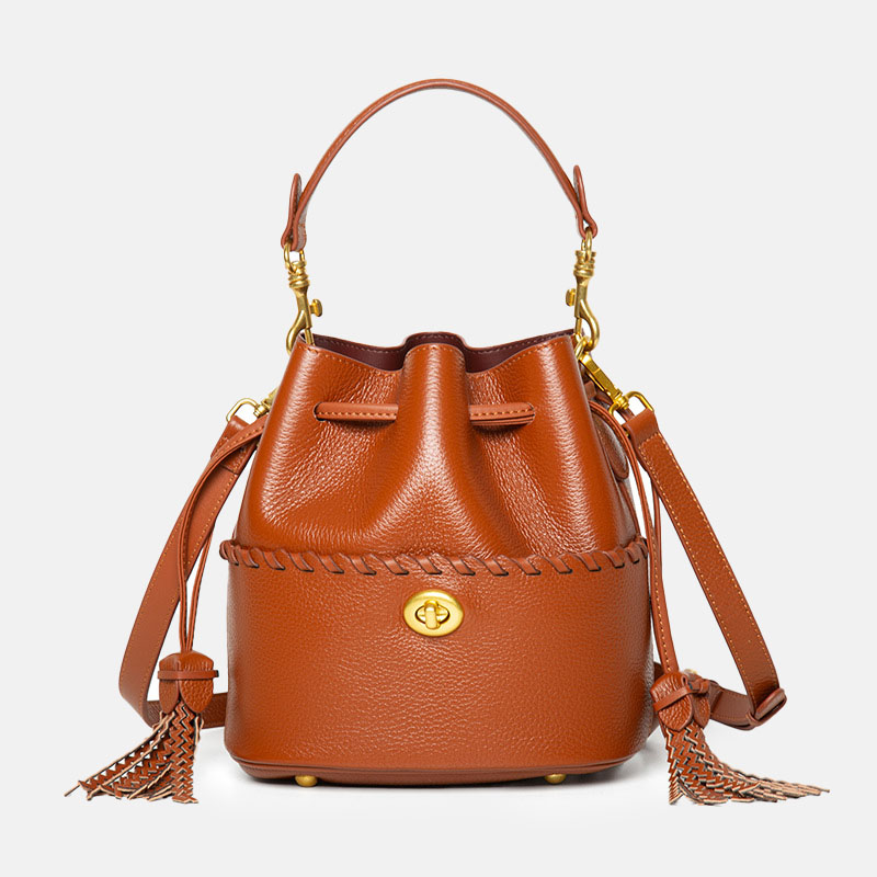 Minimalistische Bucket Bag aus feinstem Leder für Damen