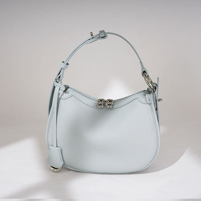 Women's Minimalist Top-Grain Leather Shoulder Crossbody Bag In Silver Hardware