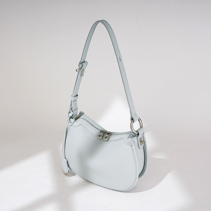 Women's Minimalist Top-Grain Leather Shoulder Crossbody Bag In Silver Hardware