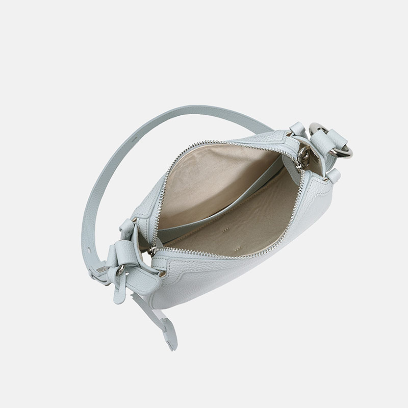 Women's Minimalist Top-Grain Leather Shoulder Crossbody Bag In Silver Hardware