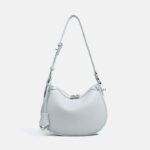 Women's Minimalist Top-Grain Leather Shoulder Crossbody Bag In Silver Hardware