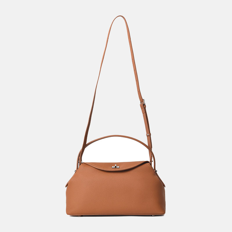 Minimalistische Damenhandtasche aus feinstem Leder mit silberner Schließe