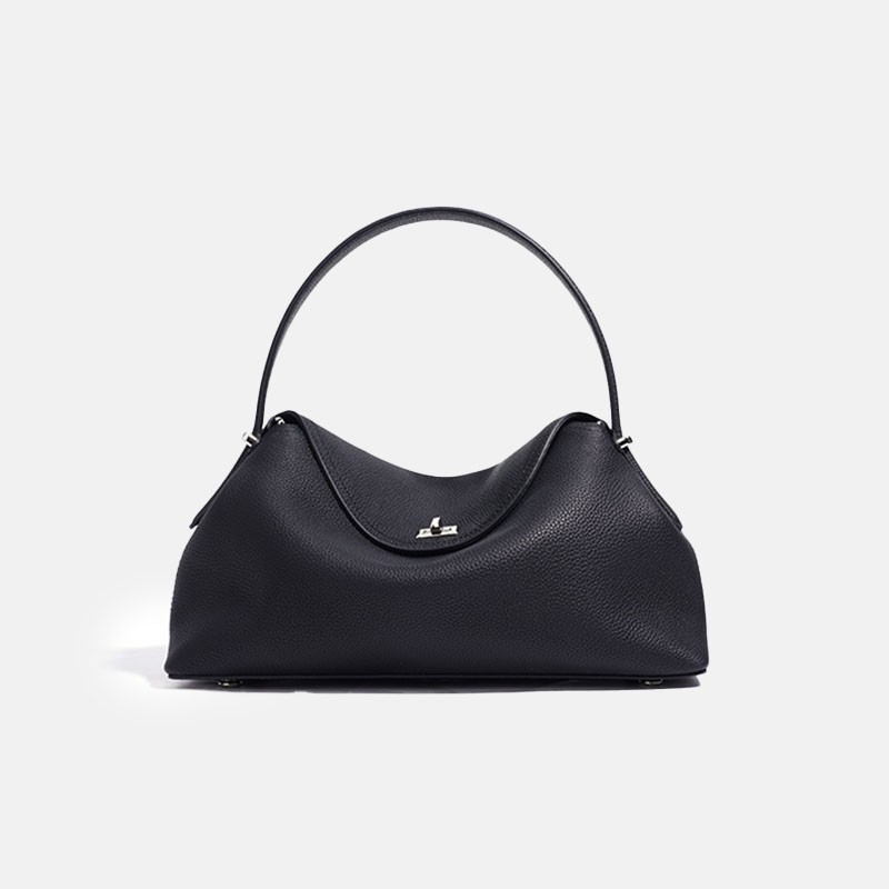 Minimalistische Damenhandtasche aus feinstem Leder mit silberner Schließe