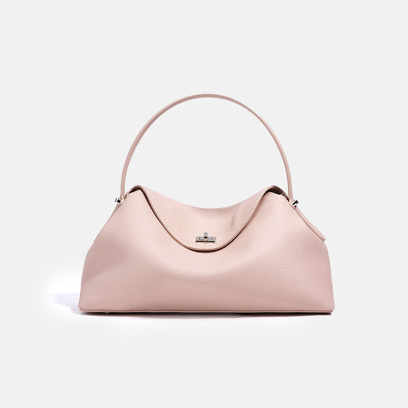 Minimalistische Damenhandtasche aus feinstem Leder mit silberner Schließe
