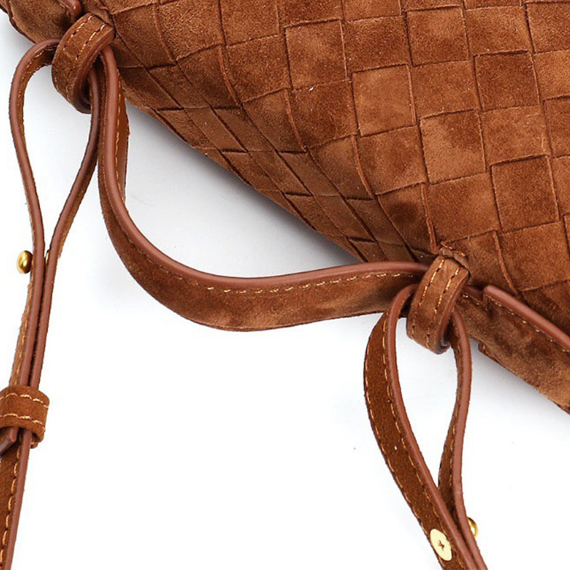 Women's Minimalist Woven Suede Lambskin Leather Crossbody Box Top Handle Bag