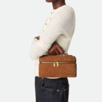 Women's Minimalist Woven Suede Lambskin Leather Crossbody Box Top Handle Bag