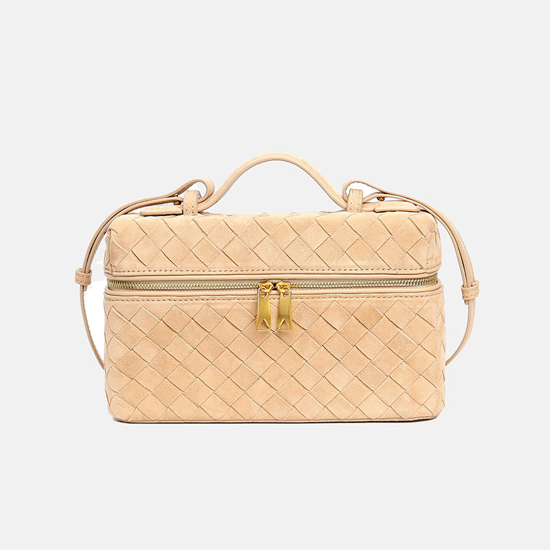 Sac à main en daim tressé en cuir d'agneau pour femmes, avec boîte à main supérieure