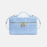 Women's Minimalist Woven Suede Lambskin Leather Crossbody Box Top Handle Bag