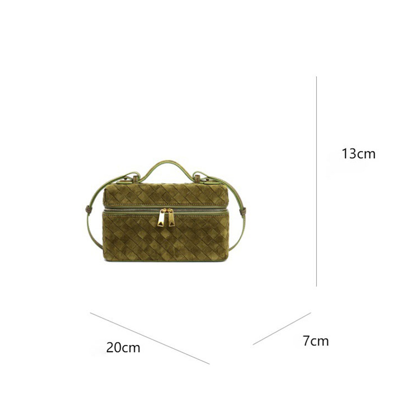 Women's Minimalist Woven Suede Lambskin Leather Crossbody Box Top Handle Bag