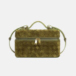 Women's Minimalist Woven Suede Lambskin Leather Crossbody Box Top Handle Bag
