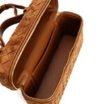 Women's Minimalist Woven Suede Lambskin Leather Crossbody Box Top Handle Bag