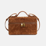 Women's Minimalist Woven Suede Lambskin Leather Crossbody Box Top Handle Bag
