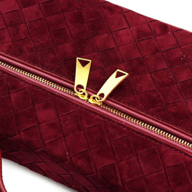 Women's Minimalist Woven Suede Lambskin Leather Crossbody Box Top Handle Bag