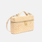 Women's Minimalist Woven Suede Lambskin Leather Crossbody Box Top Handle Bag