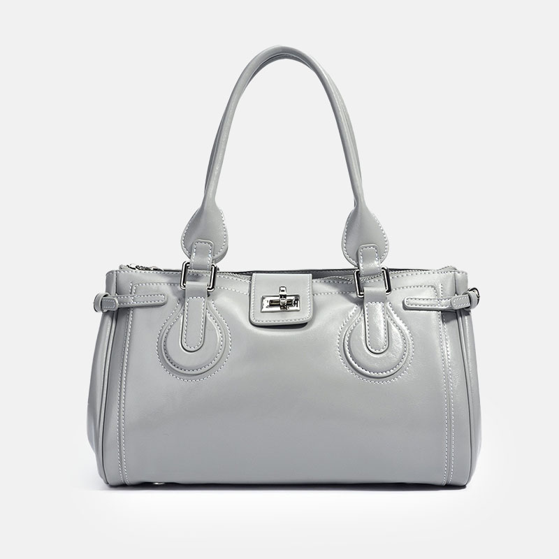 Sac à main en cuir fendu en forme d'oreiller pour femmes, avec des ferrures argentées