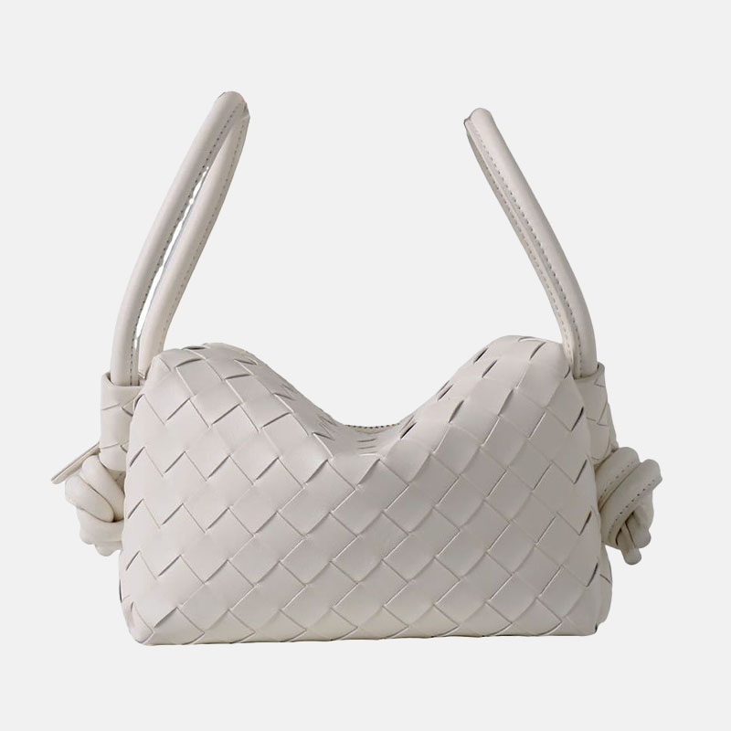 Mini sac à main vintage en cuir véritable tissé en forme d'oreiller pour femmes