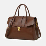Sac à main à bandoulière en cuir vintage de grain supérieur avec quincaillerie en or pour femmes