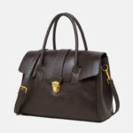 Sac à main à bandoulière en cuir vintage de grain supérieur avec quincaillerie en or pour femmes