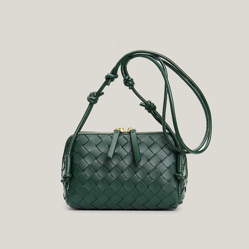 Women's Vintage Woven Split Leather Crossbody Bag