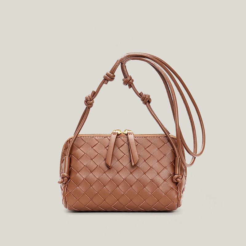 Women's Vintage Woven Split Leather Crossbody Bag
