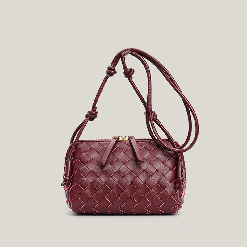 Women's Vintage Woven Split Leather Crossbody Bag