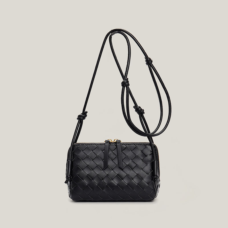 Women's Vintage Woven Split Leather Crossbody Bag