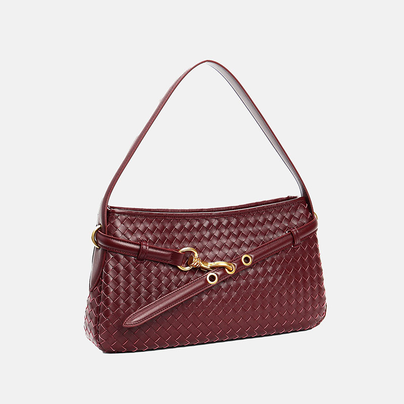 Sac baguette en cuir tissé de grain supérieur pour femmes