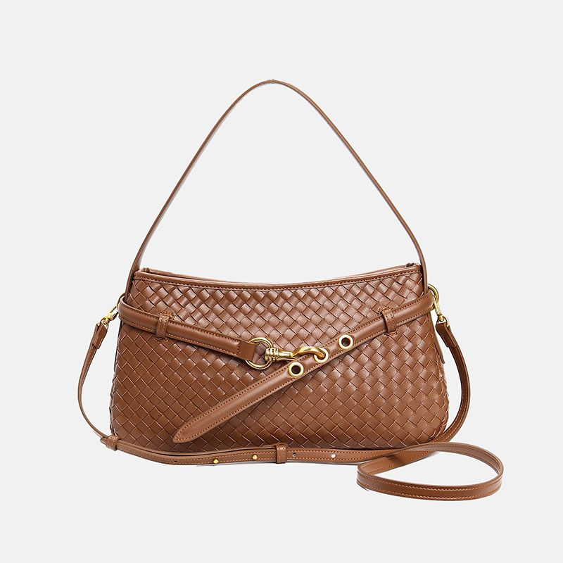 Sac baguette en cuir tissé de grain supérieur pour femmes
