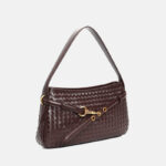 Sac baguette en cuir tissé de grain supérieur pour femmes