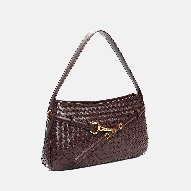 Sac baguette en cuir tissé de grain supérieur pour femmes