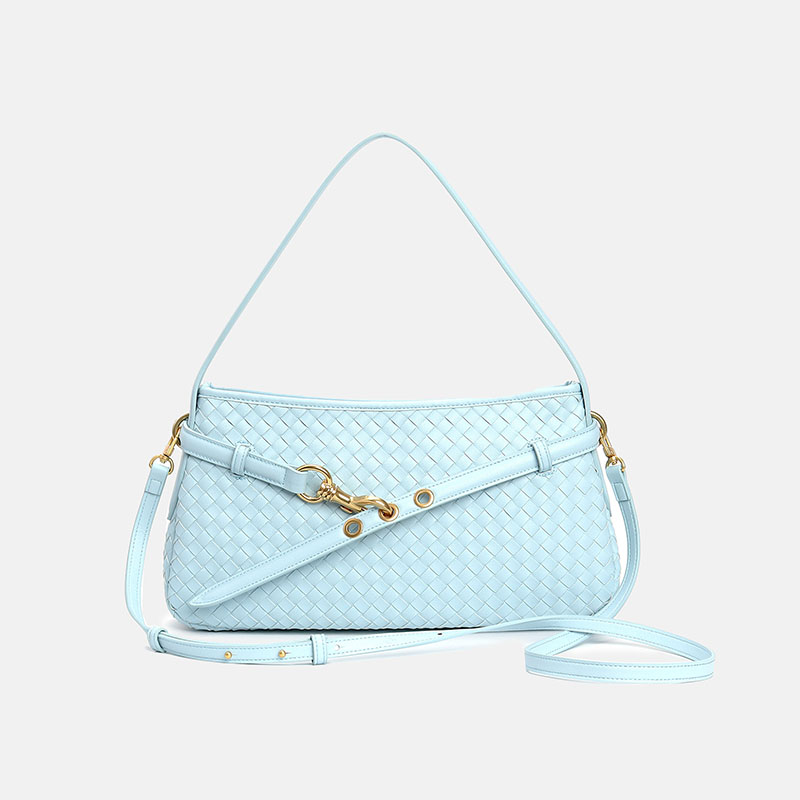 Sac baguette en cuir tissé de grain supérieur pour femmes