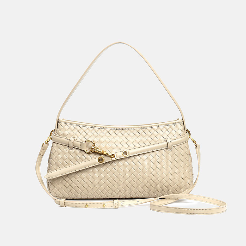Sac baguette en cuir tissé de grain supérieur pour femmes