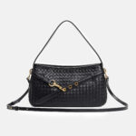 Sac baguette en cuir tissé de grain supérieur pour femmes