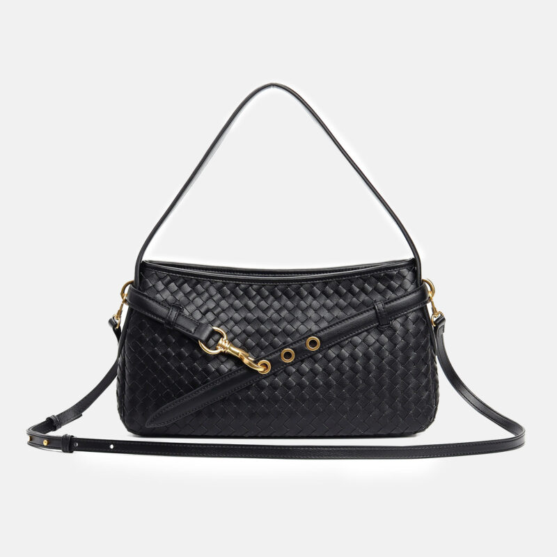 Sac baguette en cuir tissé de grain supérieur pour femmes