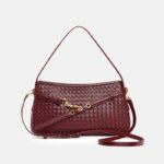 Sac baguette en cuir tissé de grain supérieur pour femmes