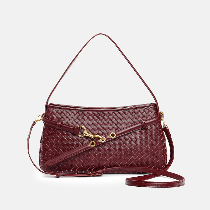 Sac baguette en cuir tissé de grain supérieur pour femmes