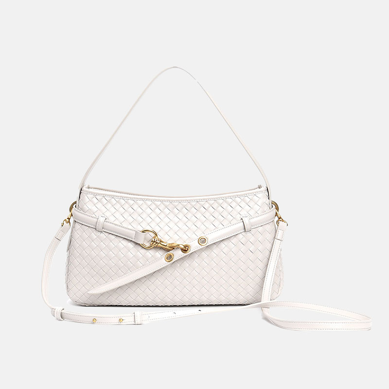 Sac baguette en cuir tissé de grain supérieur pour femmes