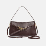 Sac baguette en cuir tissé de grain supérieur pour femmes