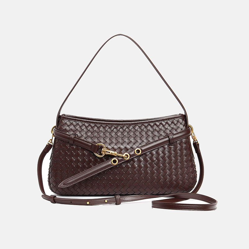 Sac baguette en cuir tissé de grain supérieur pour femmes